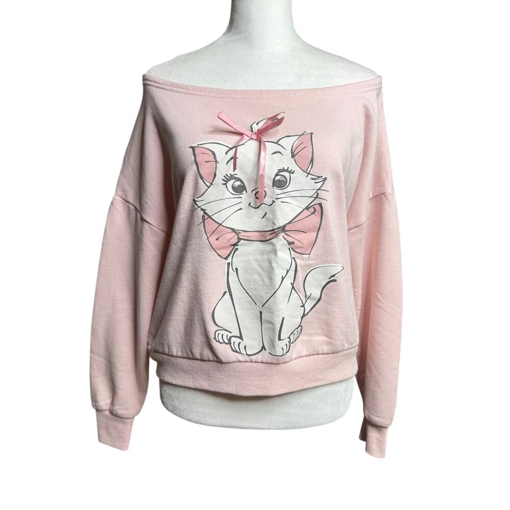 Disney Aristocats Marie Pink Off Shoulder Sweatshirt M/L (Missing Size Tag)